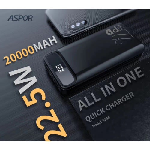 ASPOR-A396-PD-20000MAH-FAST CHARGING-POWER-BANK- GADGETZY