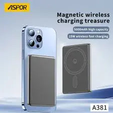 ASPOR-A381-MAGNETIC-PORTABLE-MINI-5000MAH- WIRELESS-POWER-BANK -GADGETZY