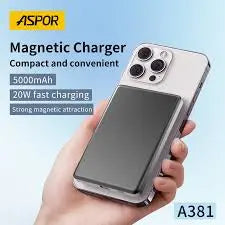 ASPOR-A381-MAGNETIC-PORTABLE-MINI-5000MAH- WIRELESS-POWER-BANK -GADGETZY