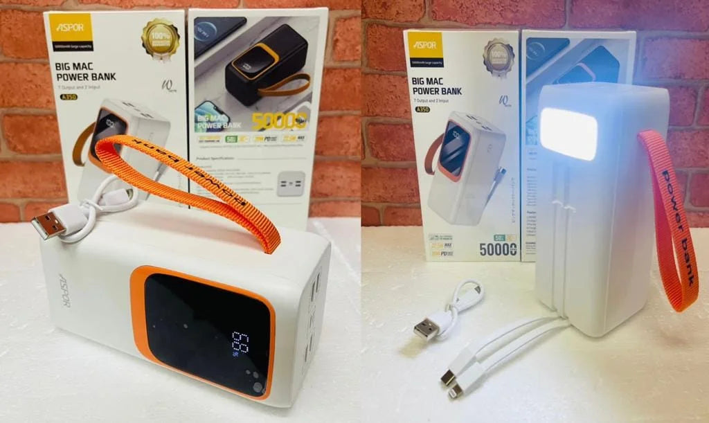 ASPOR-A350-22.5W-50000MAH- FAST-CHARGING-TYPE-C-MICRO-  POWER-BANK-GADGETZY