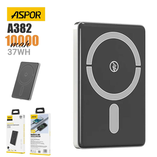 ASPOR A382 WIRELESS MAGNETIC PORTABLE MINI 10000MAH, 37WH WIRELESS POWER BANK GADGETZY