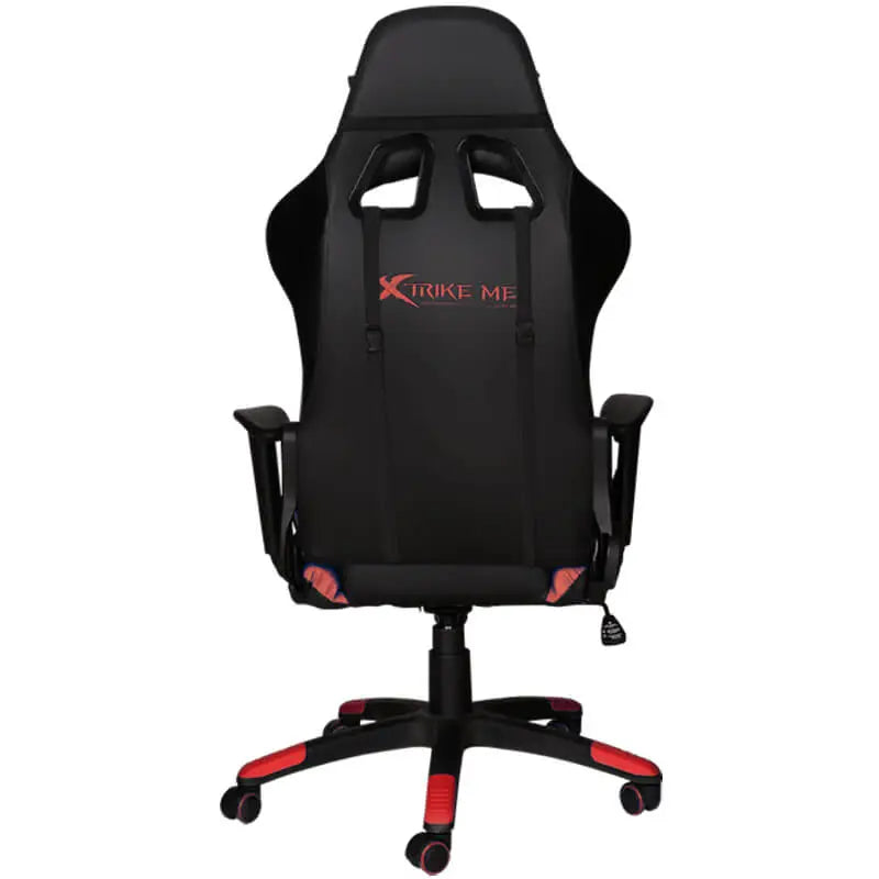 XTRIKE-ME-ERGONOMIC-ADJUSTABLE-GAMING-CHAIR-CASTER-WHEELS-RED-BACK-gadgetzy