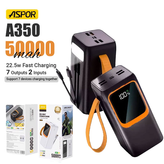 ASPOR-A350-22.5W-50000MAH- FAST-CHARGING-TYPE-C-MICRO-  POWER-BANK-GADGETZY