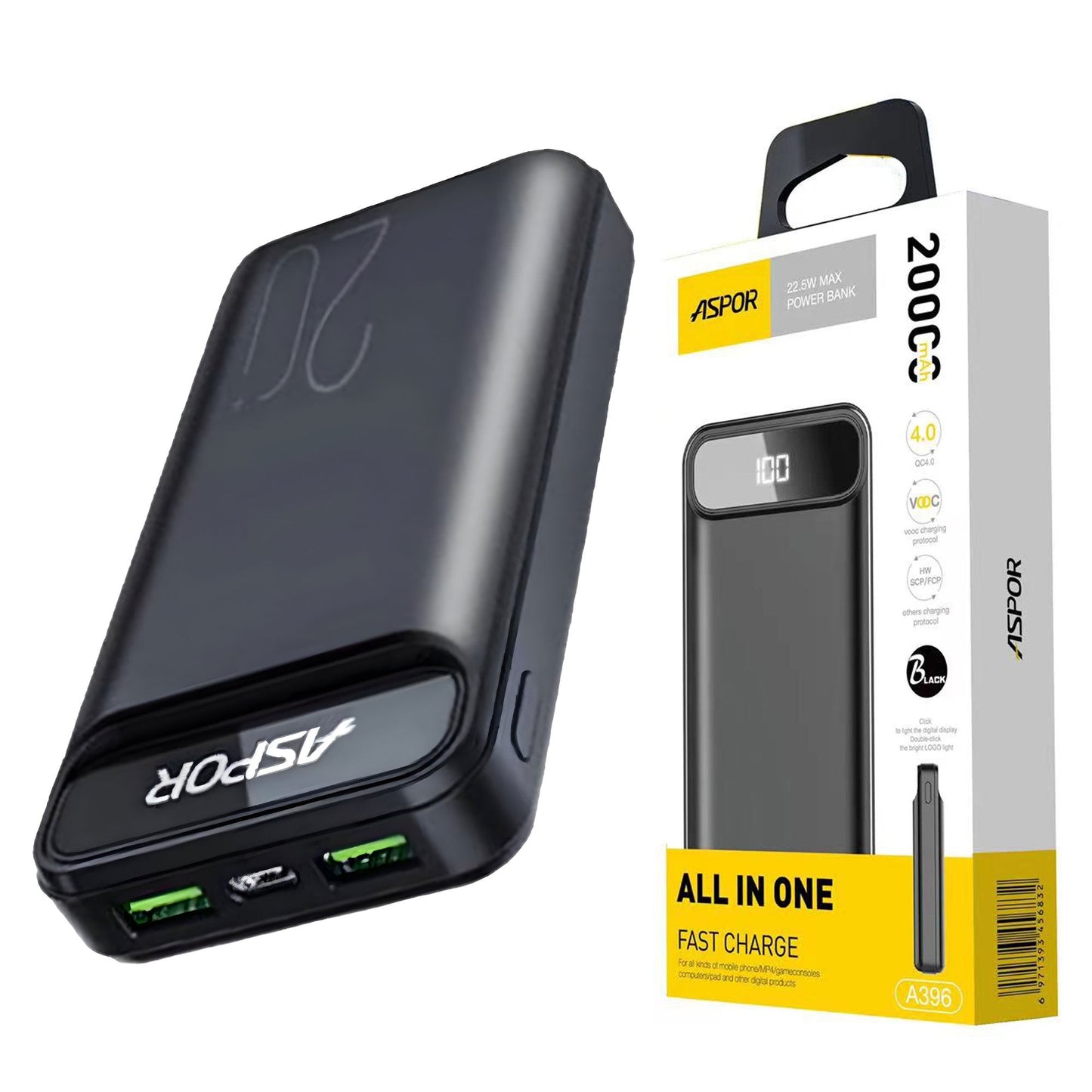 ASPOR-A396-PD-20000MAH-FAST CHARGING-POWER-BANK- GADGETZY