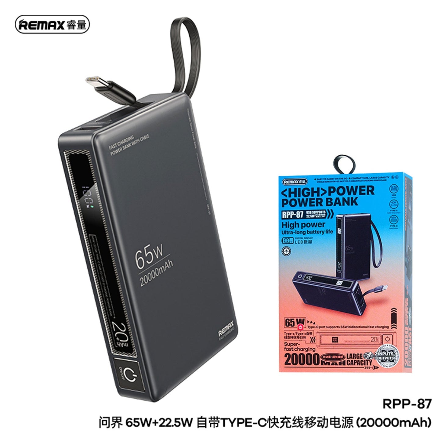 REMAX-RPP-87-WINGLE-SERIES- FAST-CHARGING-POWER-BANK- 20000-MAH-GADGETZY