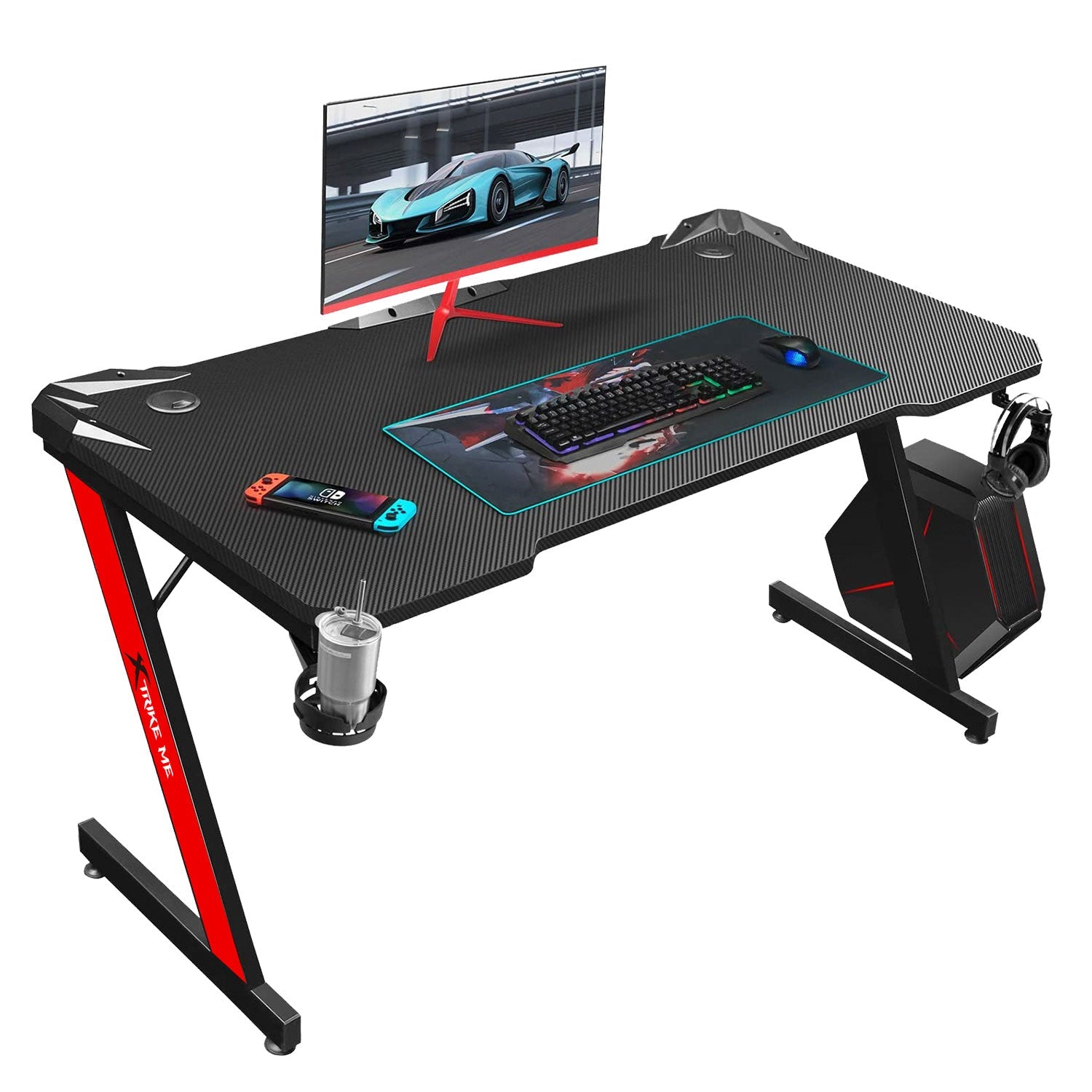 XTRIKE-ME-DK-02-ERGONOMIC- COMPUTER-DESK-WITH- HEADPHONE-HOOK-AND-CUP-GADGETZY