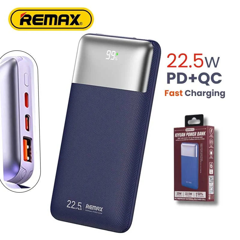 REMAX-Kiyuan-Fast-Charging- Power-Bank-10000mAh-RPP-5-blue- GADGETZY