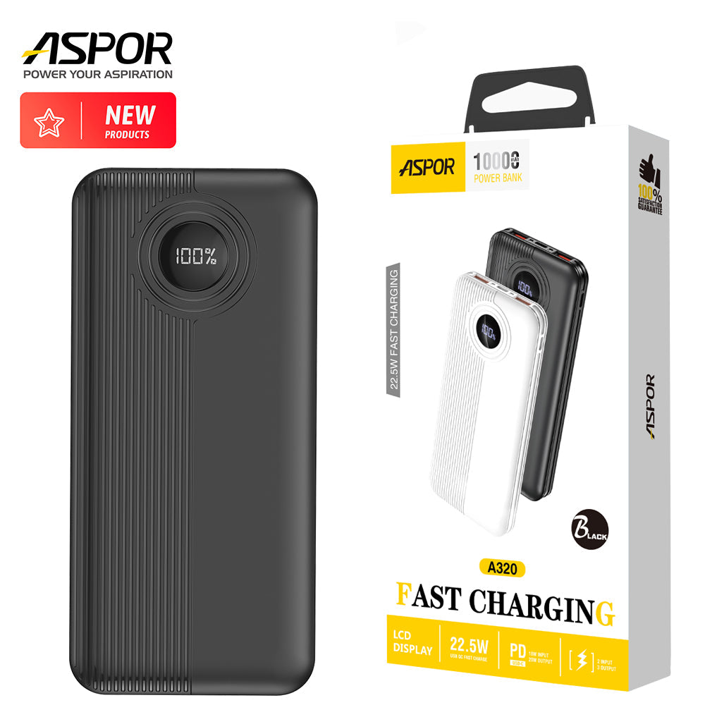 Aspor A320 Power Bank With Display 22.5W PD + QC 3.0 10000mah Gadgetzy
