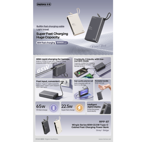 REMAX-RPP-87-WINGLE-SERIES- FAST-CHARGING-POWER-BANK- 20000-MAH-GADGETZY